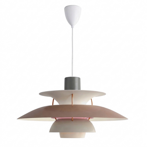 Multi-Tier Saucer Pendant Lamp - Contemporary Slate Grey and Muted Taupe Earthy Tone SKU | HoaiLamp