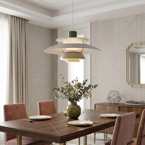 Multi-Tier Saucer Pendant Lamp - Modern Elegant Dining Room Walnut Tableware Decor | HoaiLamp