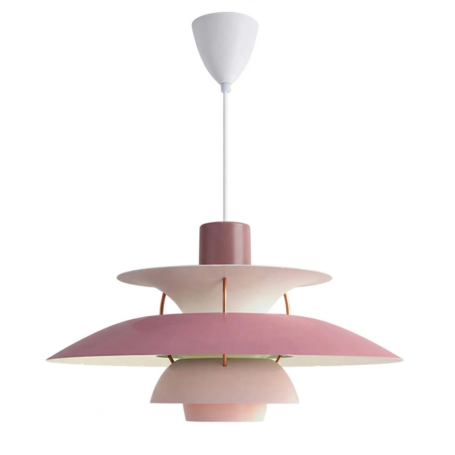Multi-Tier Saucer Pendant Lamp - Gentle Lavender Purple and Dusty Rose Mauve Tone SKU | HoaiLamp