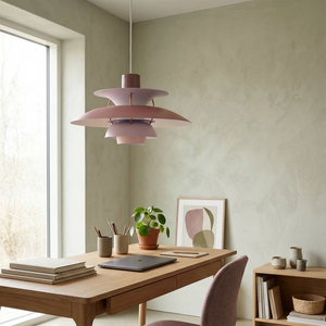 Multi-Tier Saucer Pendant Lamp - Lavender Purple Sophisticated Minimalist Office Desk | HoaiLamp