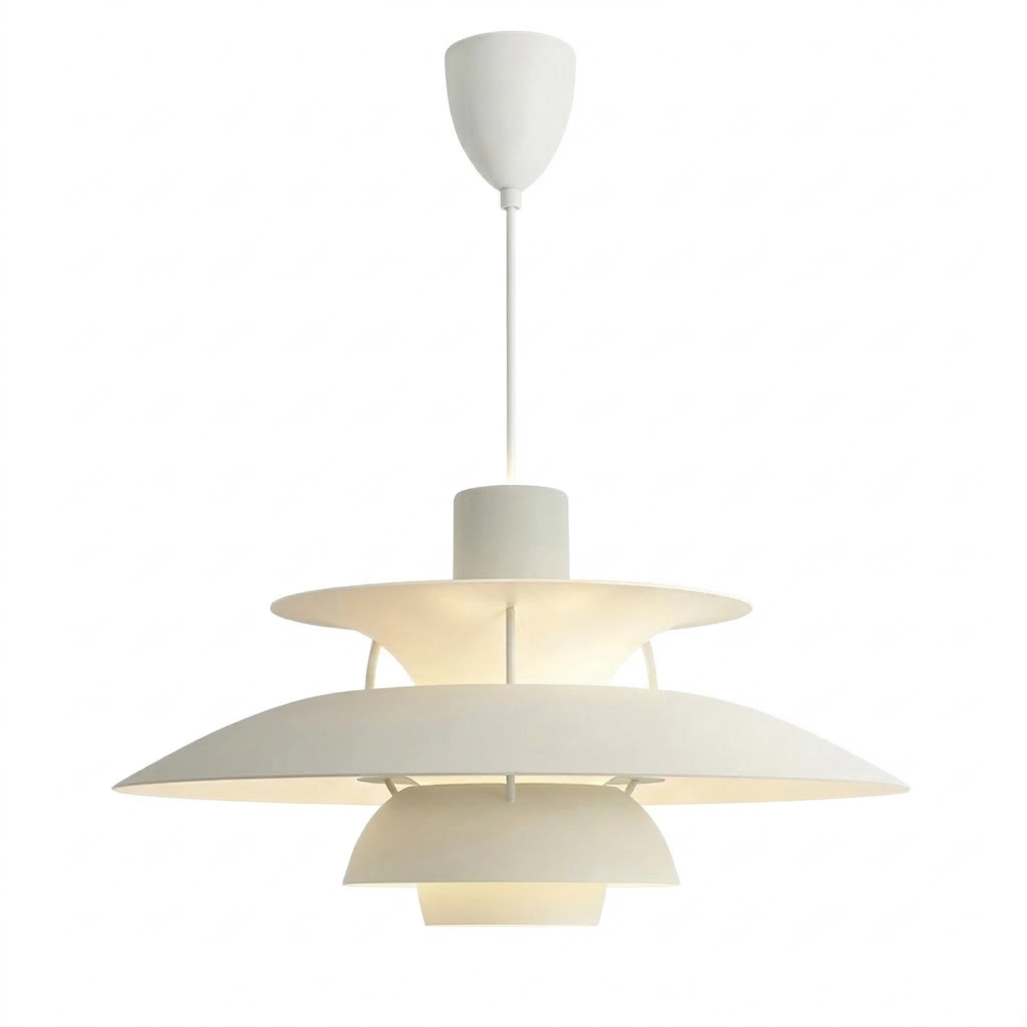 Multi-Tier Saucer Pendant Lamp - Monochrome Pure Alabaster White Architectural SKU | HoaiLamp