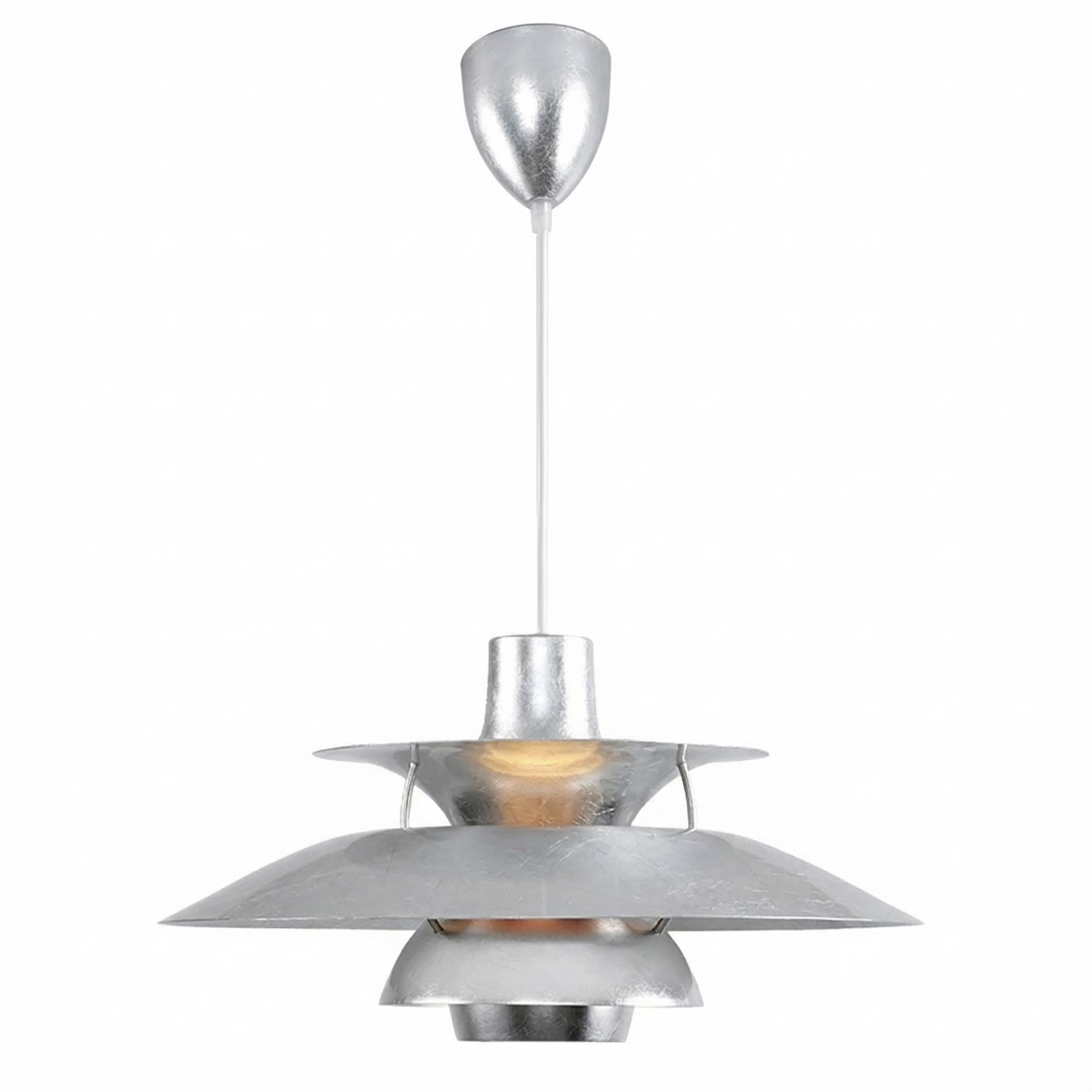 Multi-Tier Saucer Pendant Lamp - High-Gloss Chrome Silver Futuristic Metallic Texture SKU | HoaiLamp