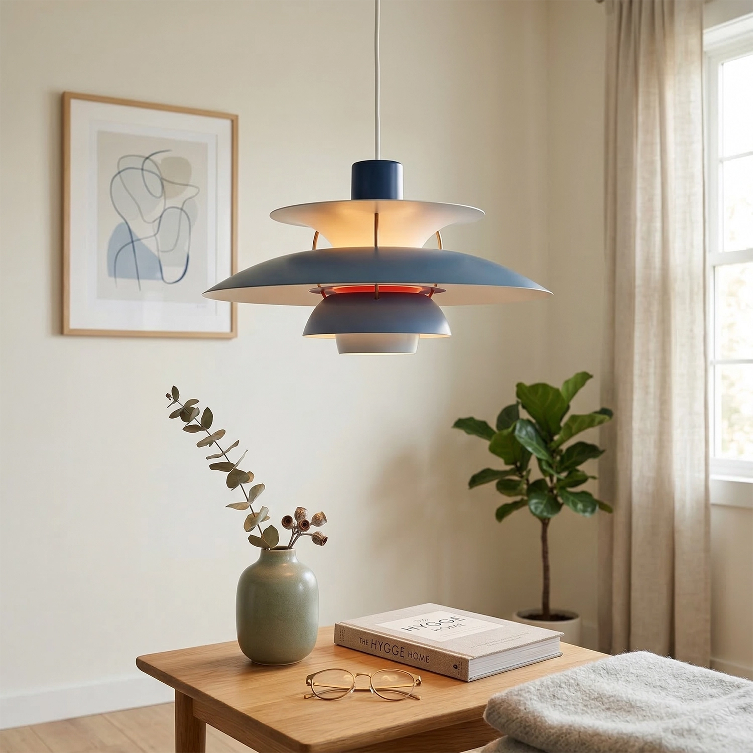 Multi-Tier Saucer Pendant Lamp - Serene Sky Blue Soft Geometric Reading Corner | HoaiLamp