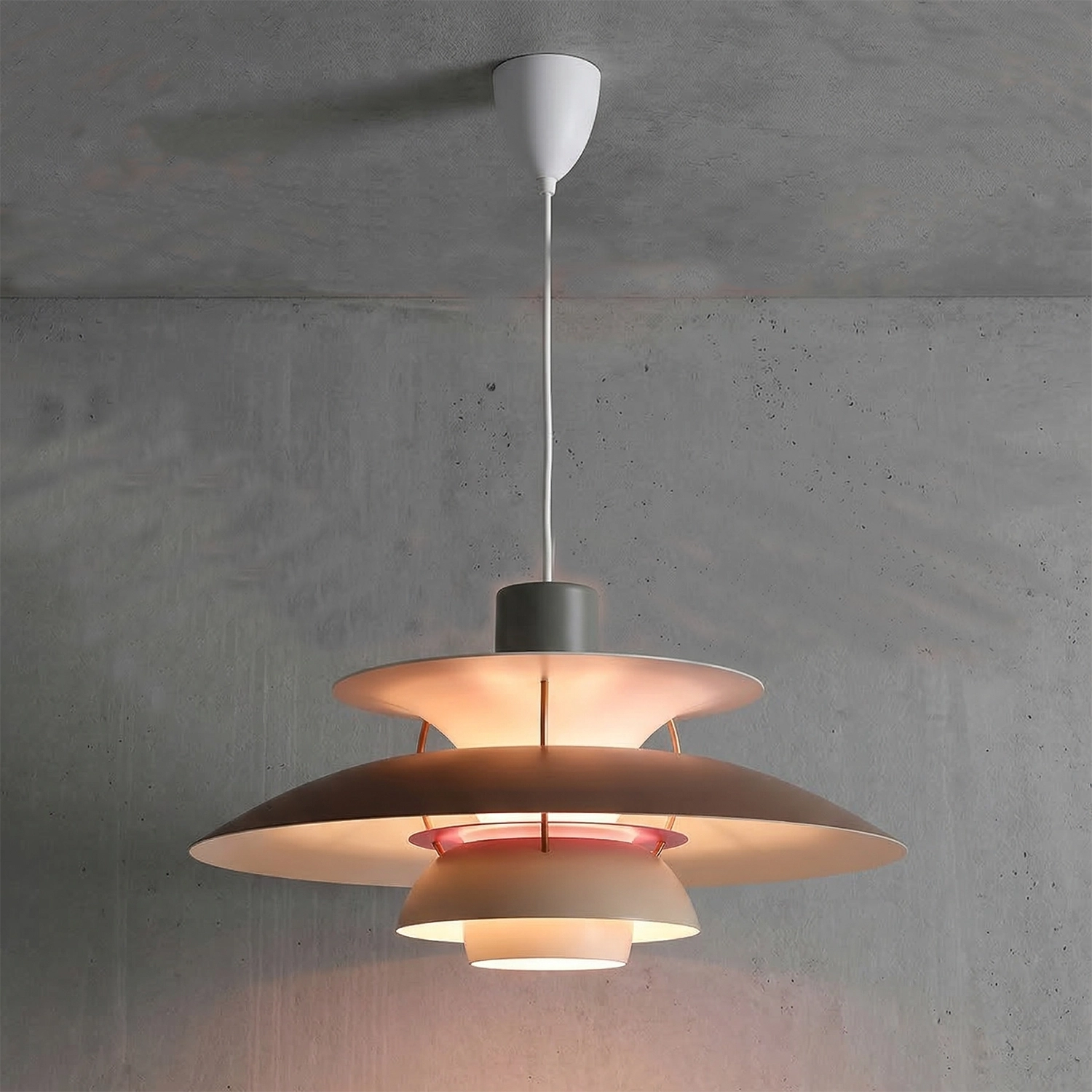 Multi-Tier Saucer Pendant Lamp - Serene Grey Blue Rusty Maroon Nordic Fusion | HoaiLamp