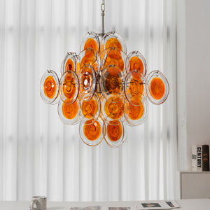 Murano Orange Disk Chandelier - Contemporary Window Radiance | HoaiLamp