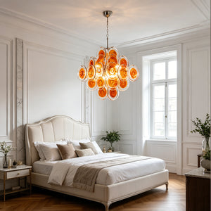 Murano Orange Disk Chandelier - Serene Bedroom Statement | HoaiLamp