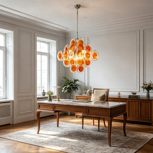 Murano Orange Disk Chandelier - Classic Executive Study | HoaiLamp