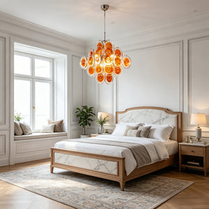Murano Orange Disk Chandelier - Airy Bedroom Elegance | HoaiLamp