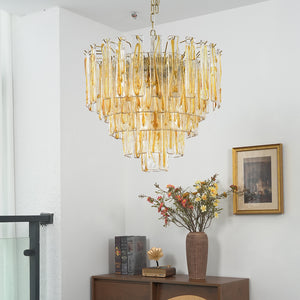 Murano Style Amber Glass Tiered Chandelier - Daylight Profile Furniture Display | HoaiLamp