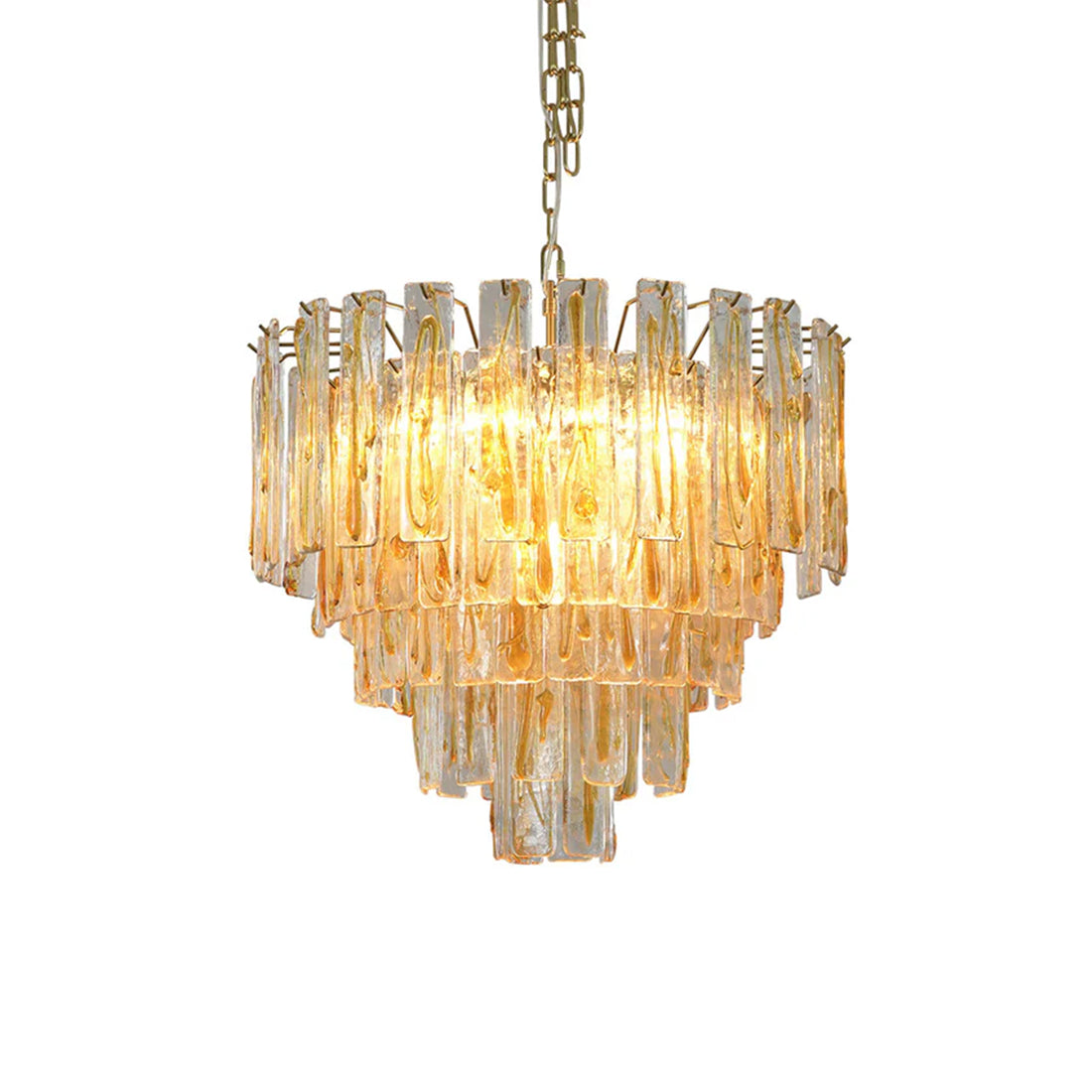 Murano Style Amber Glass Tiered Chandelier - Studio Pure White Background Product Shot | HoaiLamp
