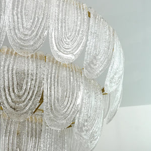 Murano-Style Tiered Glass Chandelier - Macro Texture Clear Textured Glass Links Cascade | HoaiLamp