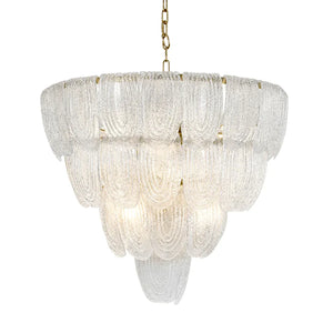 Murano-Style Tiered Glass Chandelier - Studio White Background Isolated Tiered Spec Lit | HoaiLamp
