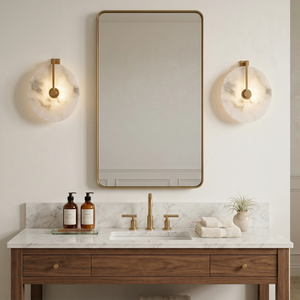 Natural Alabaster Disc LED Wall Sconce for Bathroom Lighting-Natural Stone Wall Lamp | HoaiLamp