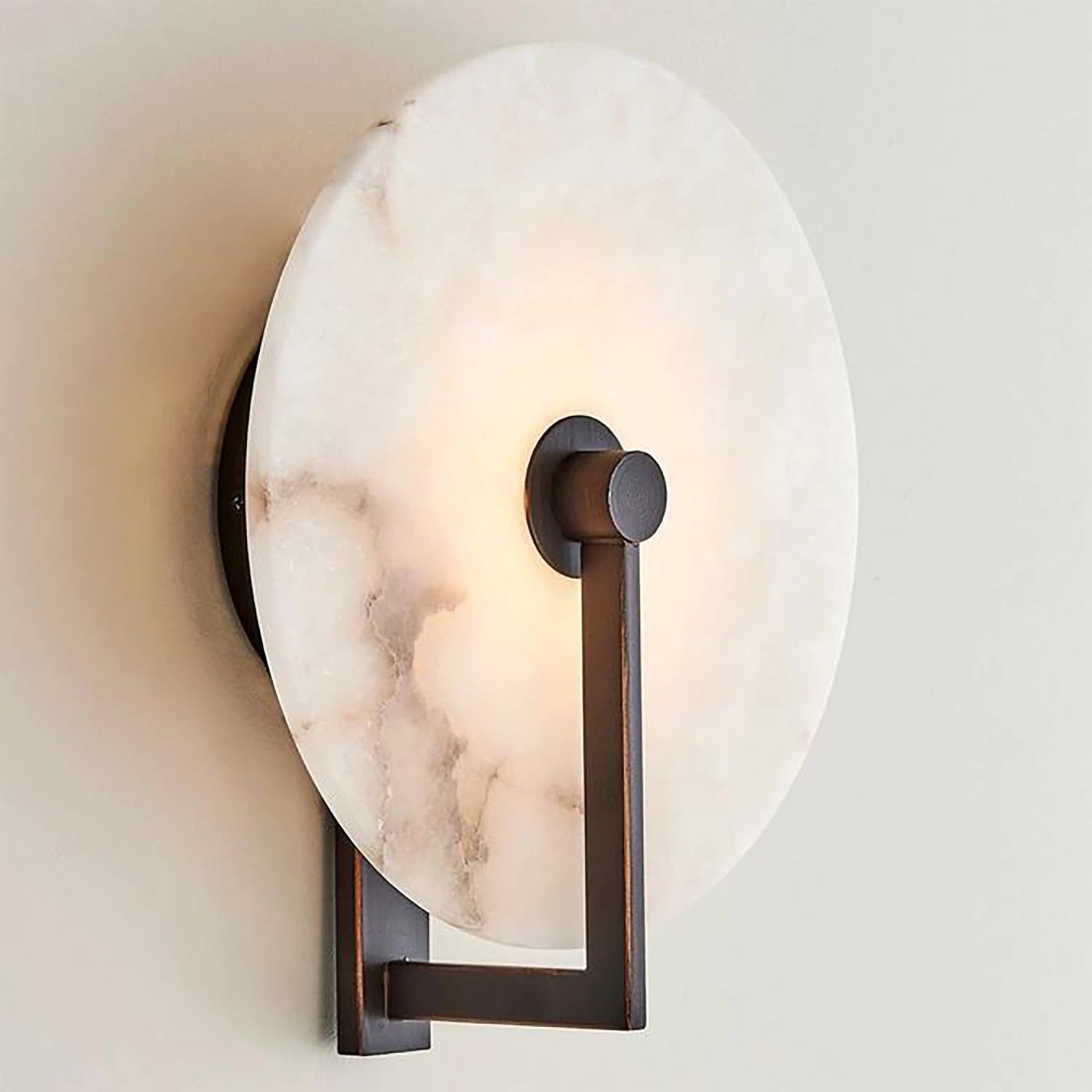 Natural Alabaster Disc LED Wall Sconce - Rustic Modern Natural Stone | HoaiLamp
