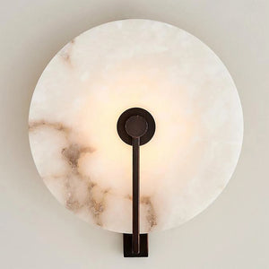 Natural Alabaster Disc LED Wall Sconce - Glamorous Brass Accent Piece | HoaiLamp