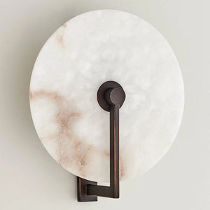 Natural Alabaster Disc LED Wall Sconce - Organic Contemporary Detail | HoaiLamp