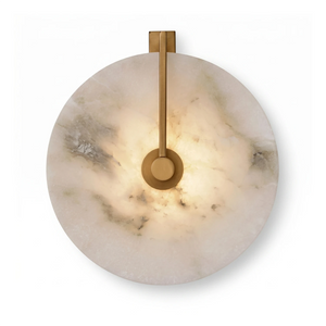 Natural Alabaster Disc LED Wall Sconce - Japandi Minimal Surface Mount | HoaiLamp