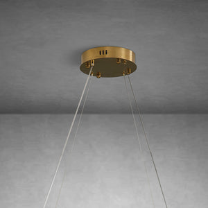 Natural Alabaster Tile Round Chandelier - Detail Gold Brass Round Ceiling Canopy Wires | HoaiLamp