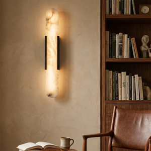 Natural Grained Marble Elongated Sconce Wall Lamp - Home Library & Bookshelf Study Warm Light