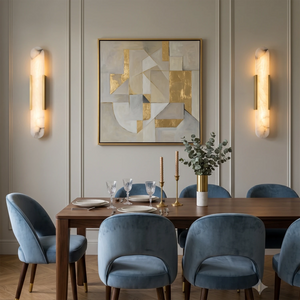 Natural Grained Marble Elongated Sconce Wall Lamp - Luxury Dining Room Fine Art Deco Ambience