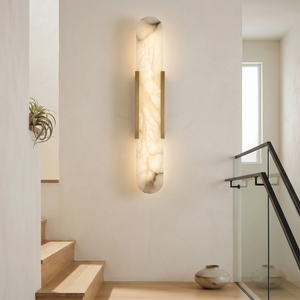 Natural Grained Marble Elongated Sconce Wall Lamp - Bright Modern Stairwell & Hallway Illumination