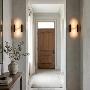 Natural Grained Marble Elongated Sconce Wall Lamp - Hallway Passage & Doorway Symmetry Lighting