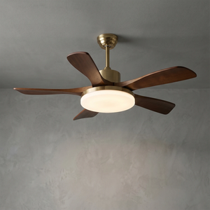 Nova Breeze Ceiling Fan Light - Luxury Brass Finish Front View with High Translucent Acrylic Glow | HoaiLamp