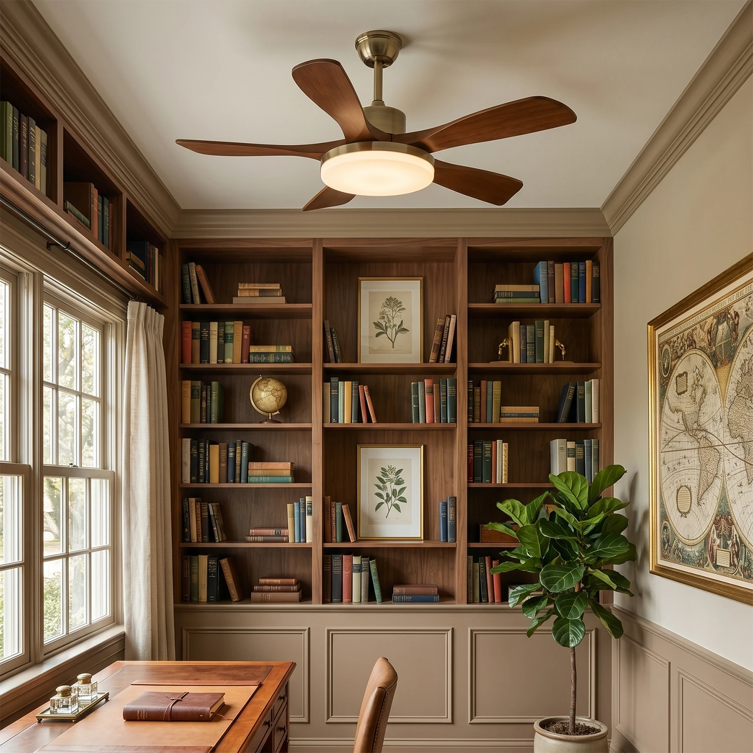 Nova Breeze Ceiling Fan Light - Vintage Home Library & Study Room Reading Comfort | HoaiLamp