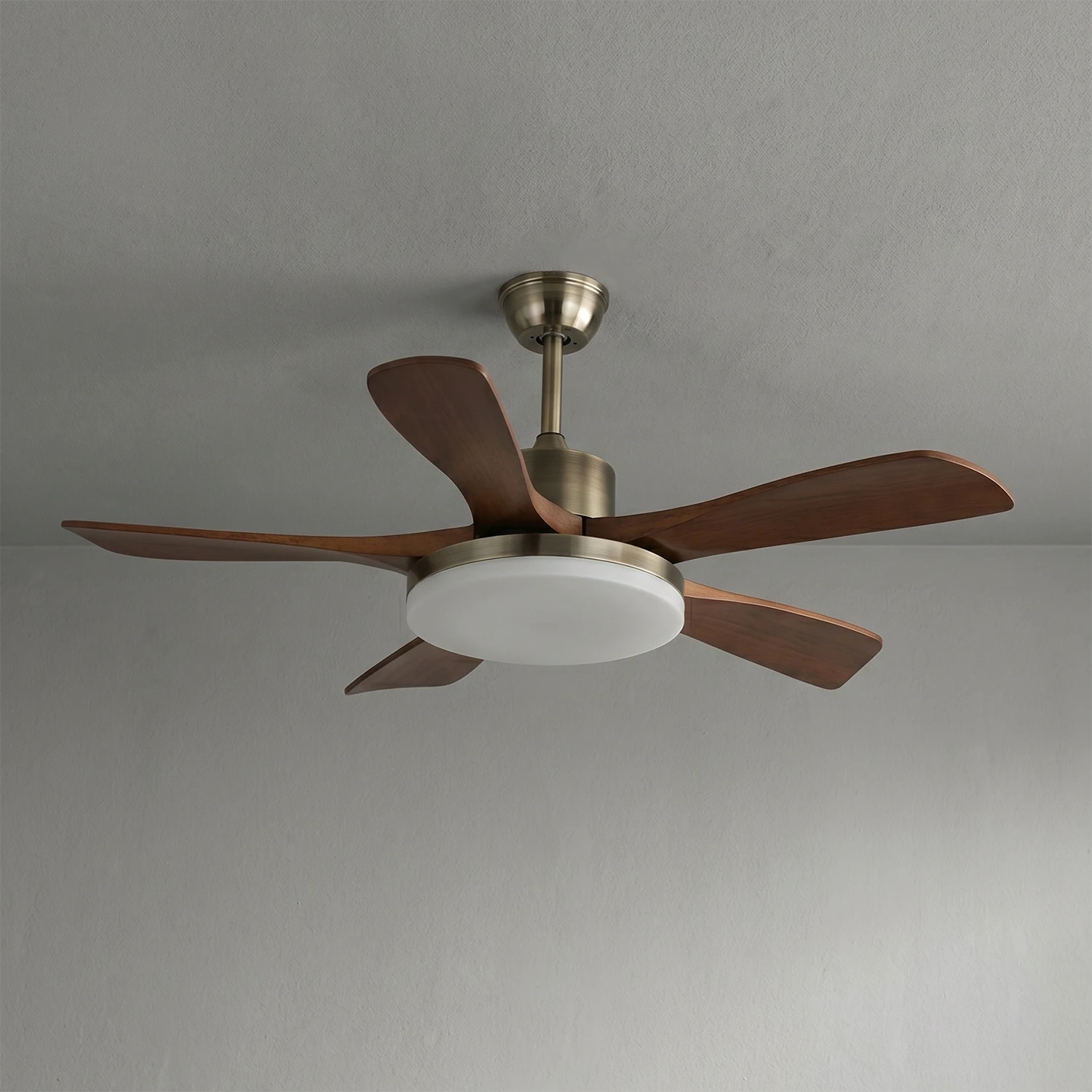 Nova Breeze Ceiling Fan Light - Antique Bronze Profile with Walnut Wood Blades Turned Off | HoaiLamp