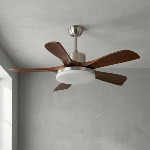 Nova Breeze Ceiling Fan Light - Sleek Brushed Silver Finish with Acrylic Shade Turned Off | HoaiLamp
