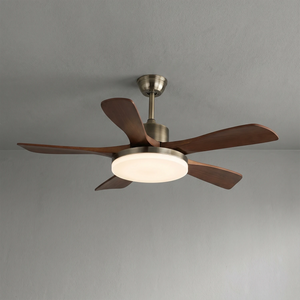 Nova Breeze Ceiling Fan Light - Antique Bronze Profile with Warm Glow Acrylic Shade Turned On | HoaiLamp