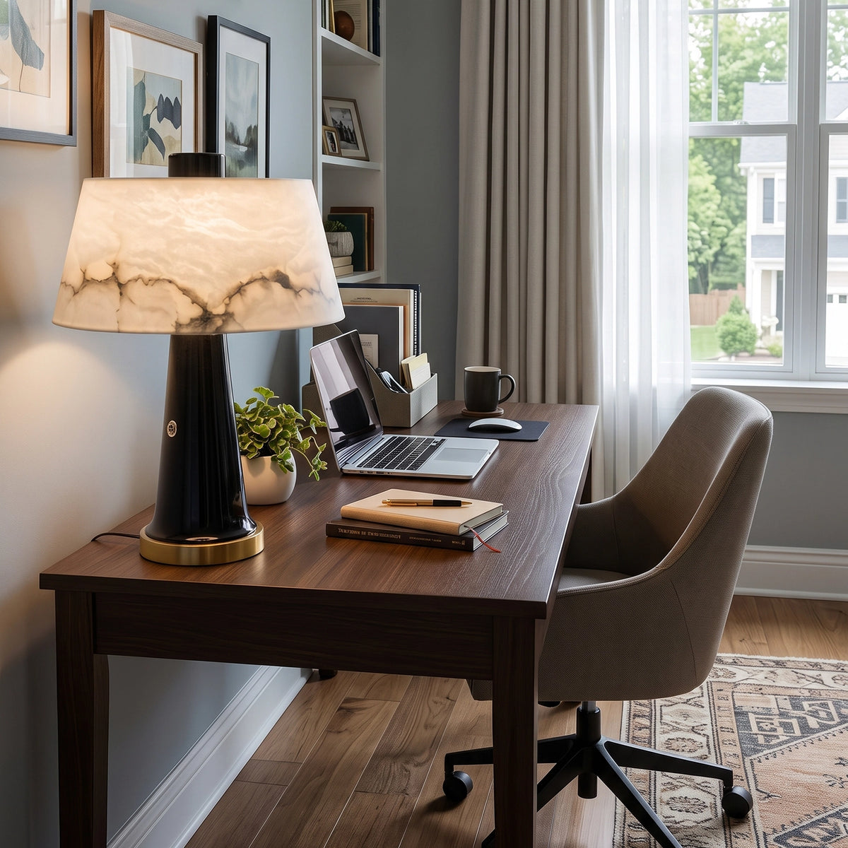 Nuvola Alabaster Table Lamp - Home Office Study Desk Setting | HoaiLamp