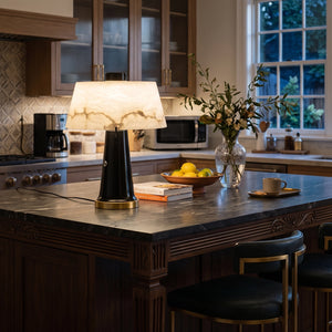 Nuvola Alabaster Table Lamp - Island Countertop Setting | HoaiLamp