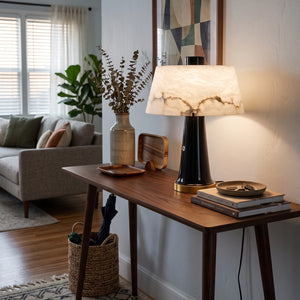 Nuvola Alabaster Table Lamp - Console Table Setting Option 2 | HoaiLamp