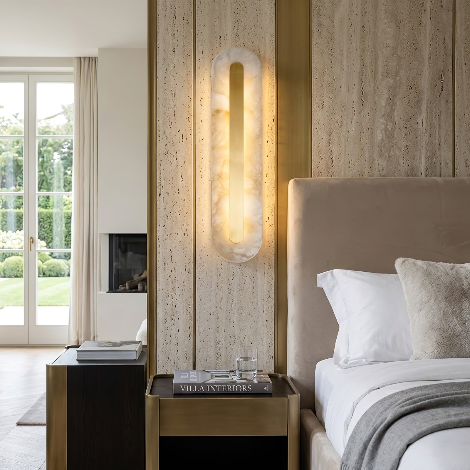 Oblong & Rectangular Alabaster Wall Sconces - Luxury Bedside Master Suite | HoaiLamp