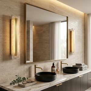 Oblong & Rectangular Alabaster Wall Sconces - Modern Bathroom Vanity Mirror | HoaiLamp