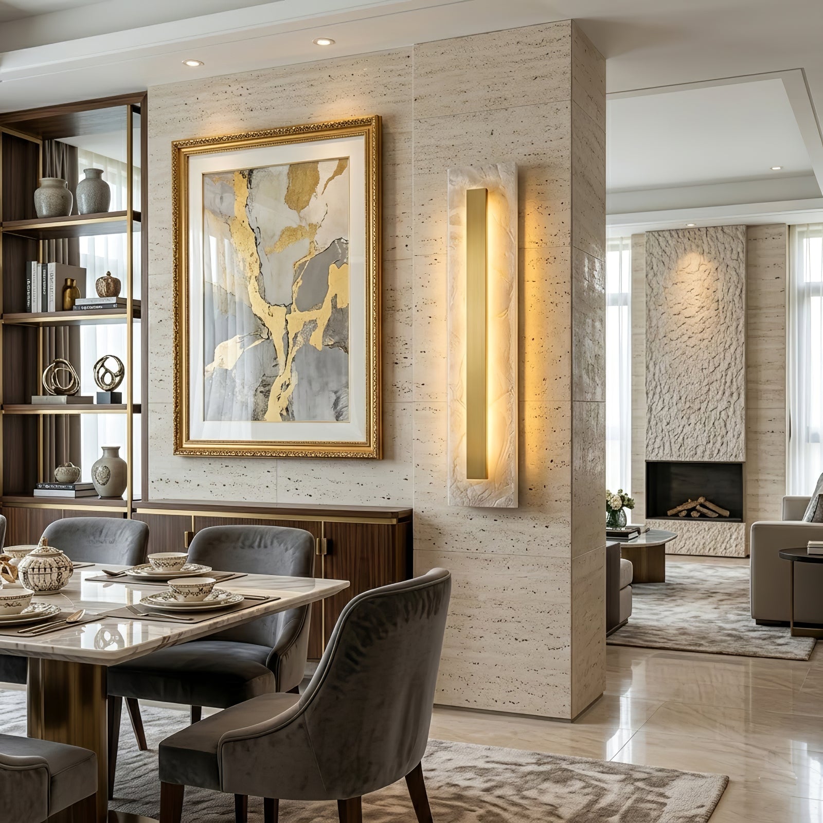 Oblong & Rectangular Alabaster Wall Sconces - Sophisticated Dining Area Feature | HoaiLamp
