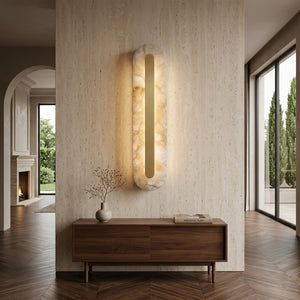 Oblong & Rectangular Alabaster Wall Sconces - Warm Lounge Area Interior Design | HoaiLamp