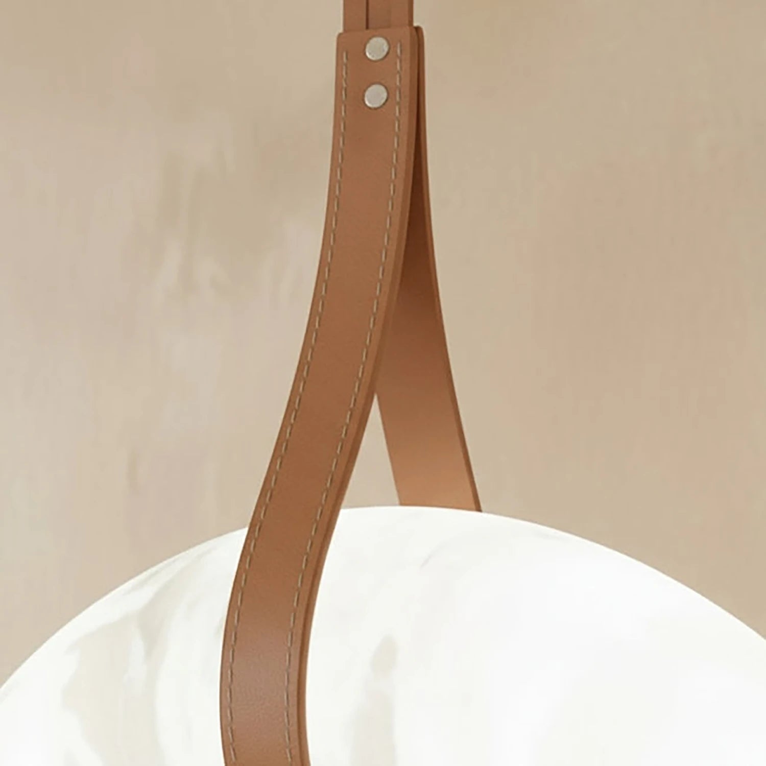 Oslo Alabaster Pendant - Genuine Leather Strap Joinery | HoaiLamp