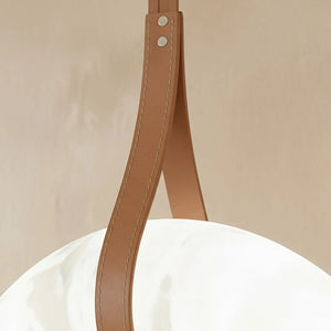 Oslo Alabaster Pendant - Genuine Leather Strap Joinery | HoaiLamp