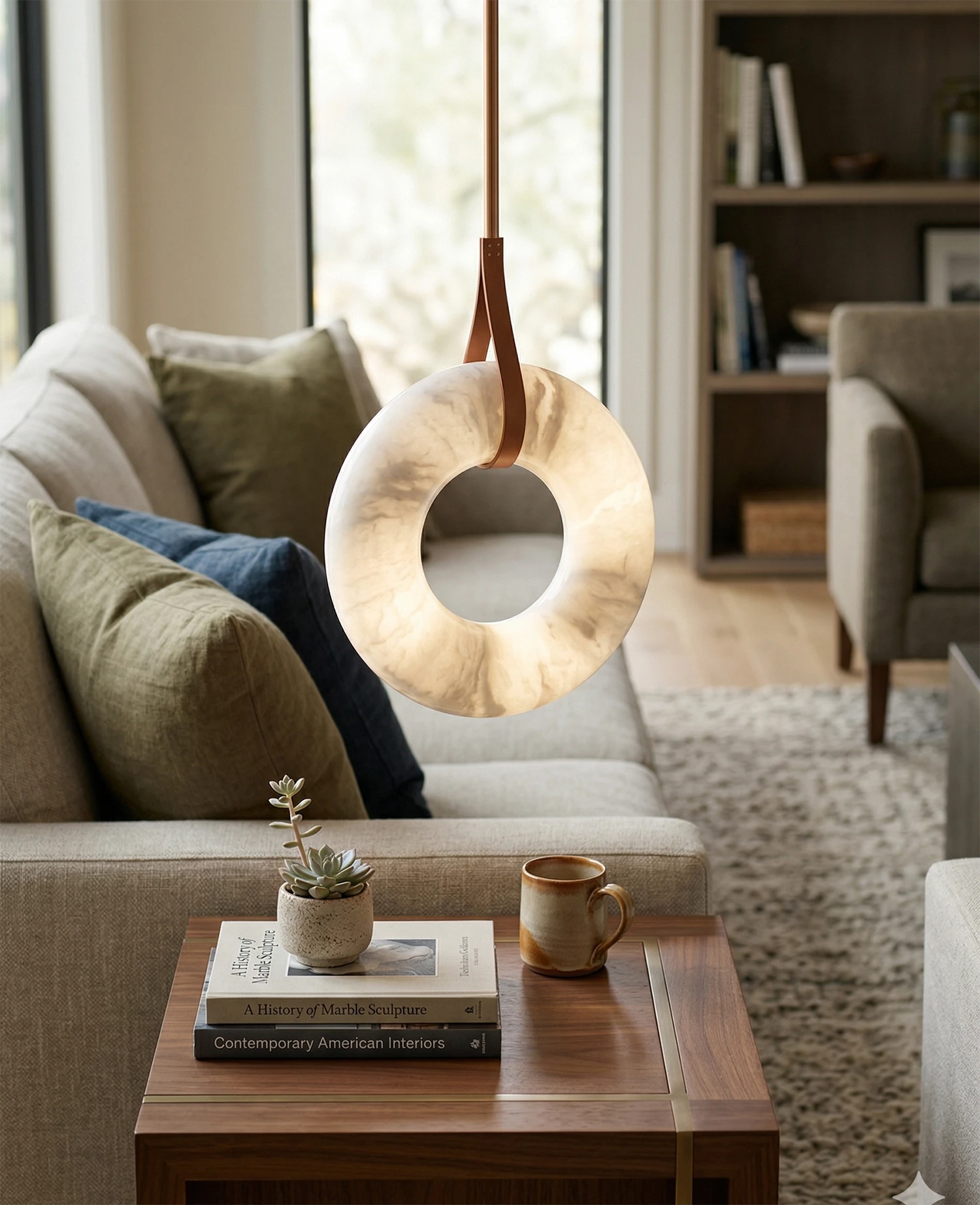 Oslo Alabaster Pendant - Sophisticated Living Nook | HoaiLamp