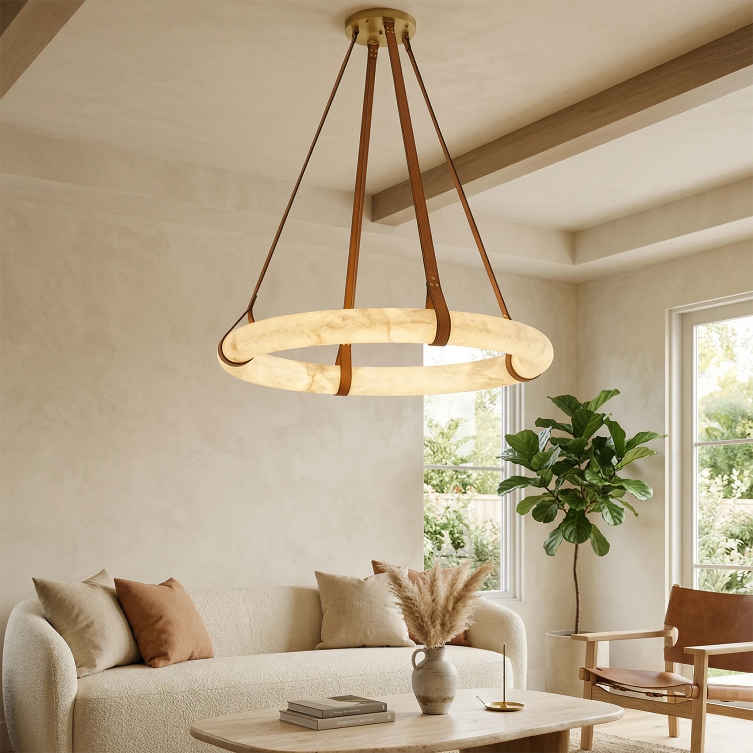 Oslo Alabaster Pendant - Airy Sunlit Lounge | HoaiLamp