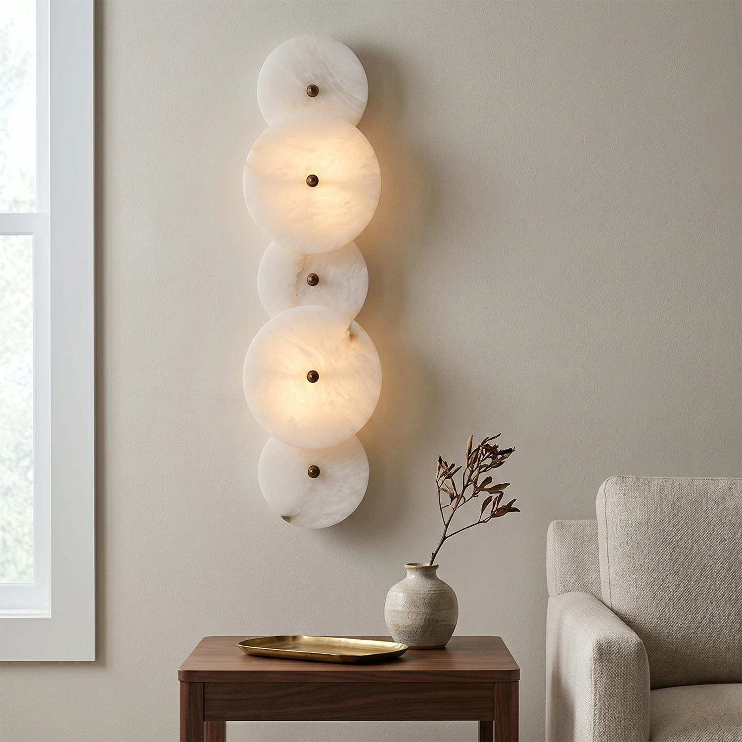 Cosmic Alabaster Sconce - Serene Living Room Totem | HoaiLamp