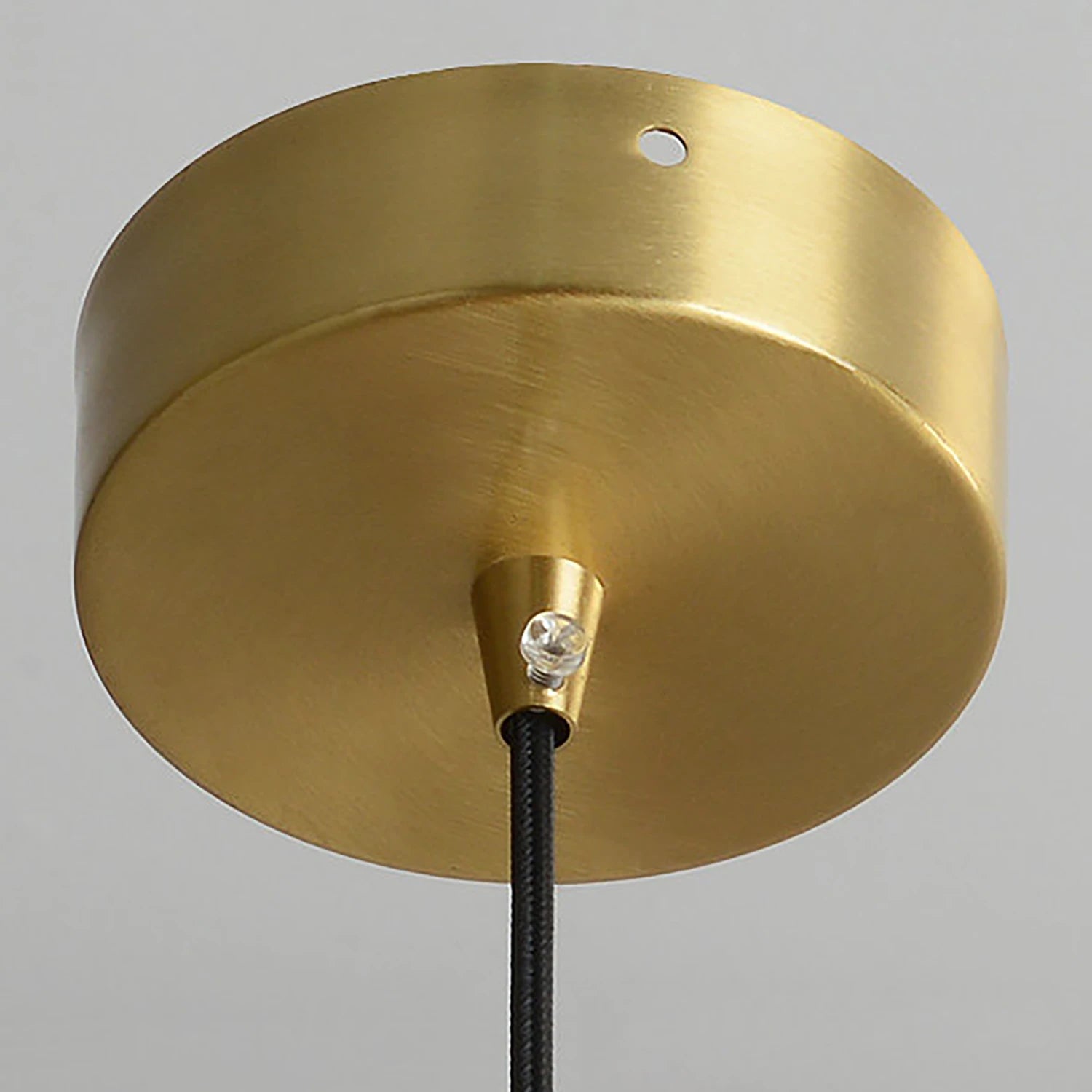 Oval Alabaster Pendant Light - Close-up of Premium Brushed Brass Ceiling Canopy and Hardware Finish | HoaiLamp