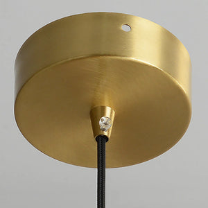 Oval Alabaster Pendant Light - Close-up of Premium Brushed Brass Ceiling Canopy and Hardware Finish | HoaiLamp
