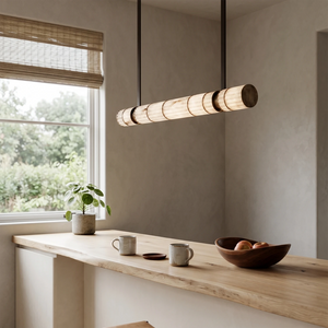 Padana Alabaster Chandelier - Minimalist Wooden Breakfast Bar Counter | HoaiLamp
