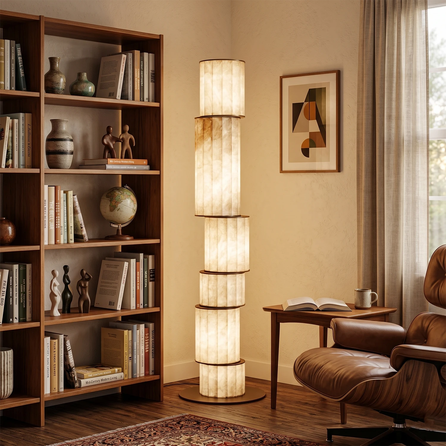 Padana Alabaster Floor Lamp - Vintage Library Ambiance | HoaiLamp