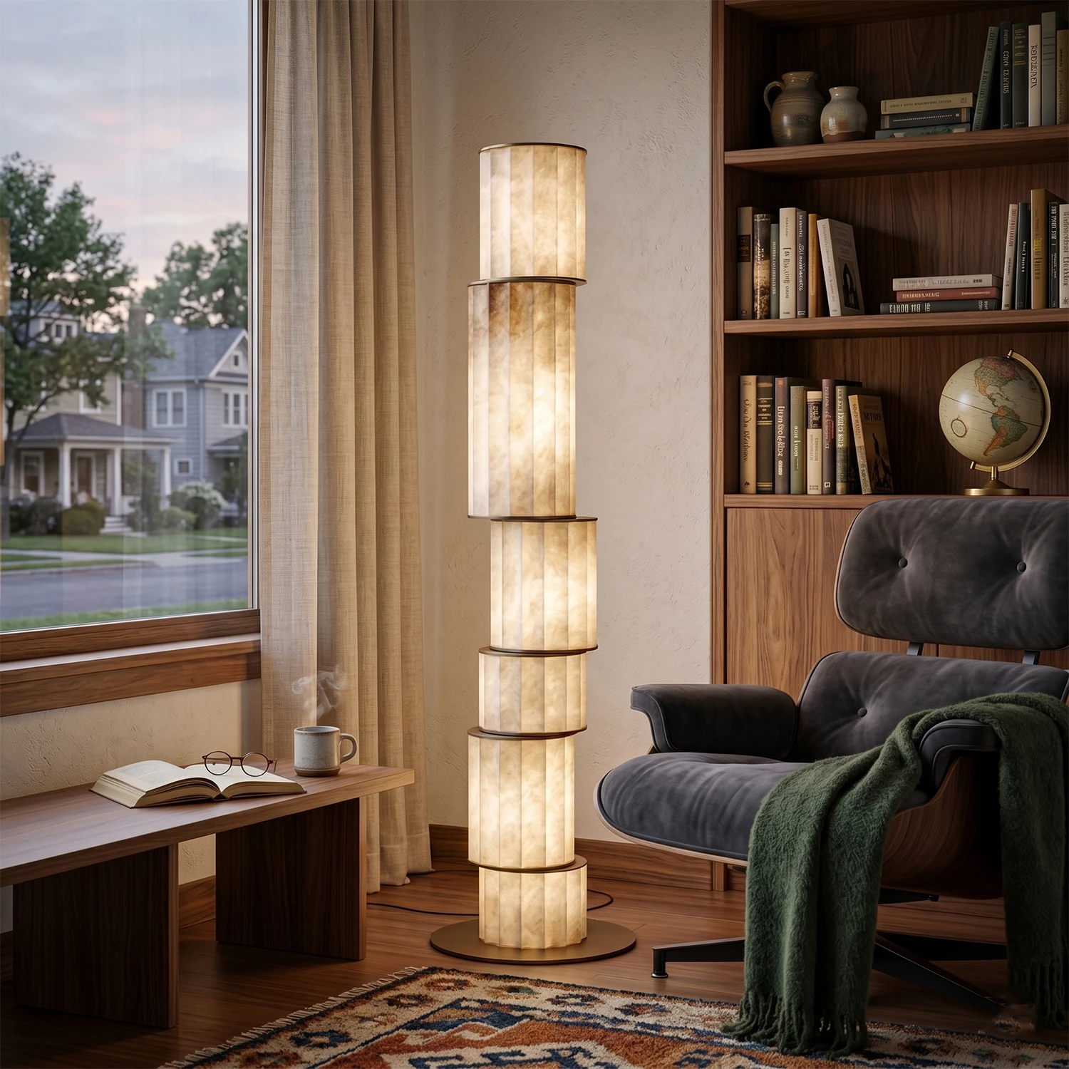 Padana Alabaster Floor Lamp - Cozy Reading Nook Style | HoaiLamp