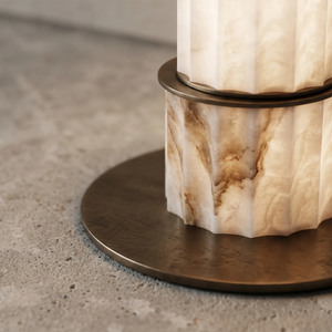 Padana Alabaster Floor Lamp - Antique Brass Finish Base Close Up | HoaiLamp