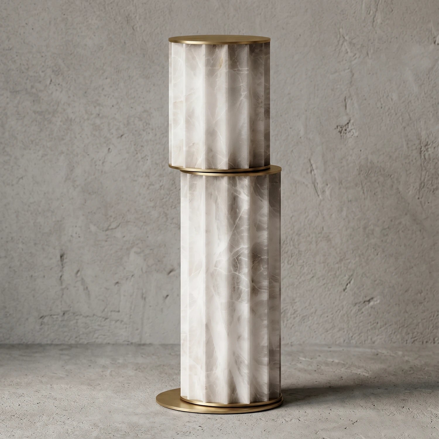 Padana Alabaster Table Lamp - Warm Retro Living Room Wooden Coffee Table Lit | HoaiLamp
